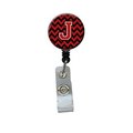 Carolines Treasures Letter J Chevron Black and Red Retractable Badge Reel CJ1047-JBR